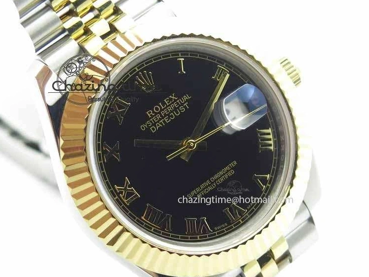 Roman YG Maker Black On Bracelet Edition A2813 BP Best 41mm DateJust SS Jubilee Dial II 0521